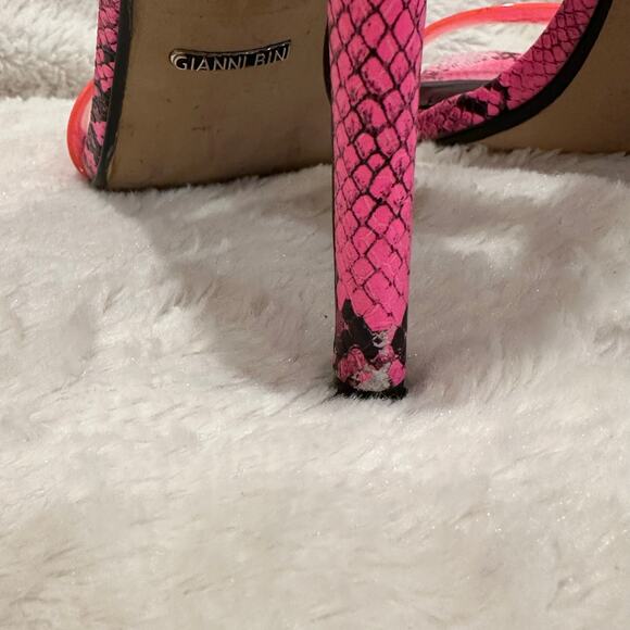 Gianni Bini Neon Pink Black Python Print Heels sz 8.5 - Picture 4 of 8